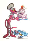 pink panther vintage t-shirt iron-on happy birthday